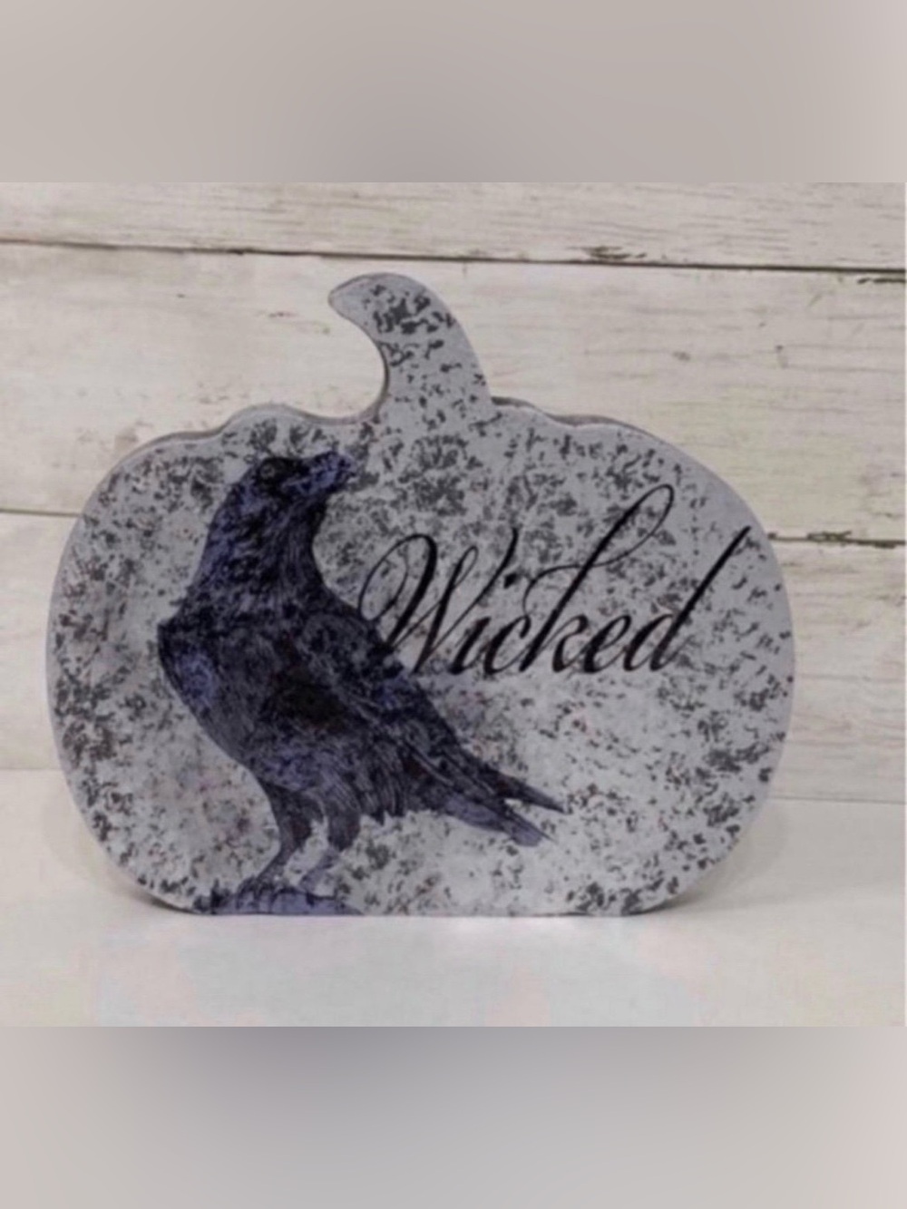 NEW Wicked Crow Pumpkin Tabletop Wooden Sign